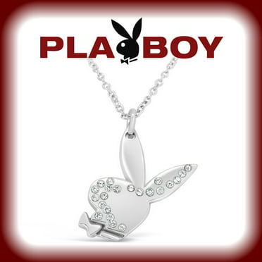 Playboy TM clear crystals Bunnysilver with 2 white stripes Small NEW